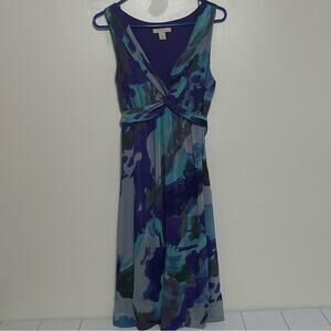 JONATHAN MARTIN Multicolored Abstract Watercolor Print Sleeveless Dress Size 14